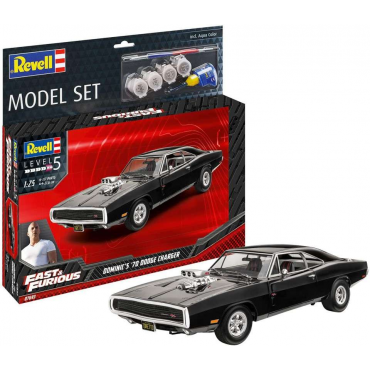 KIT PARA MONTAR REVELL MODEL SET VELOZES & FURIOSOS DOMINIC'S 1970 DODGE CHARGER 1/25 117 PEÇAS COMPLETO COM TINTAS COLA E PINCEL REV 67693